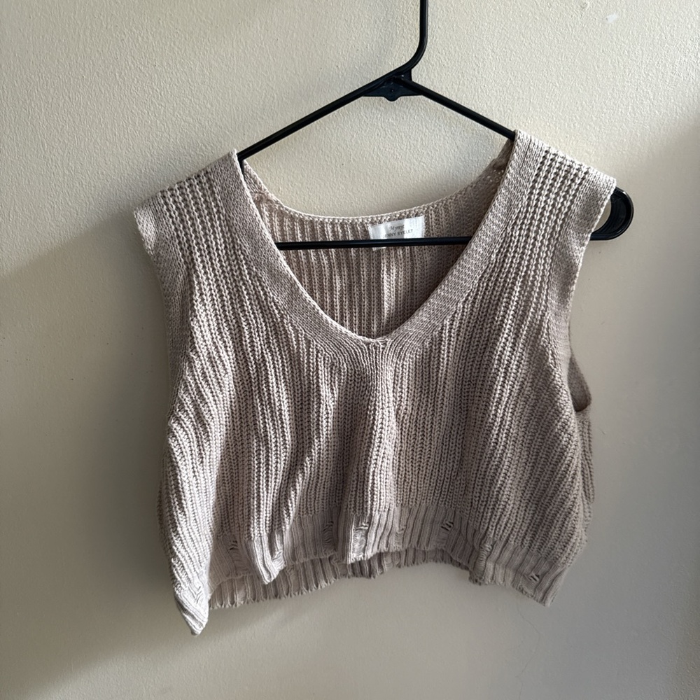 Beige Knit Crop Top